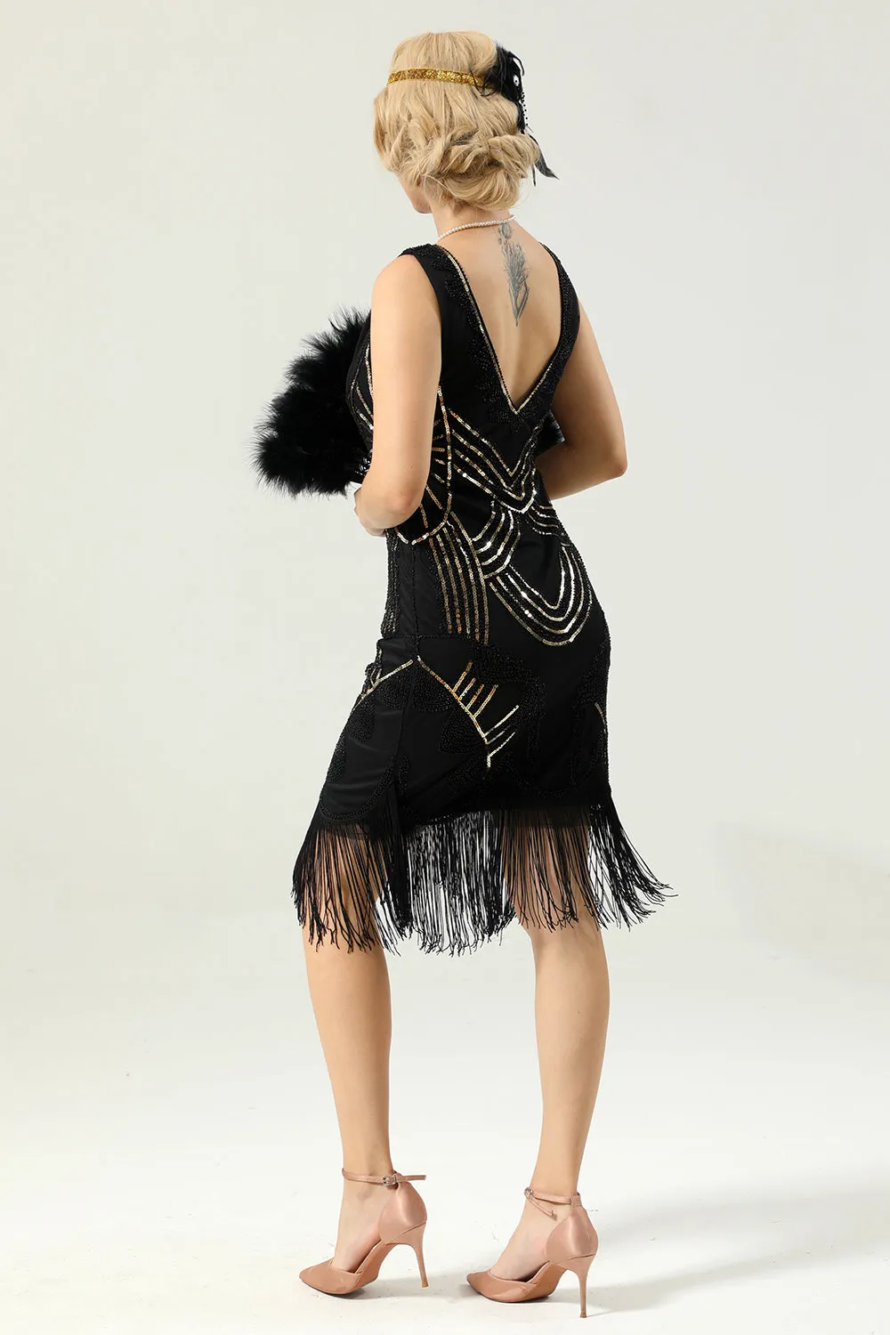 Black Party Sequins 1920s Dress sold by Zapaka product image thumbnail 5