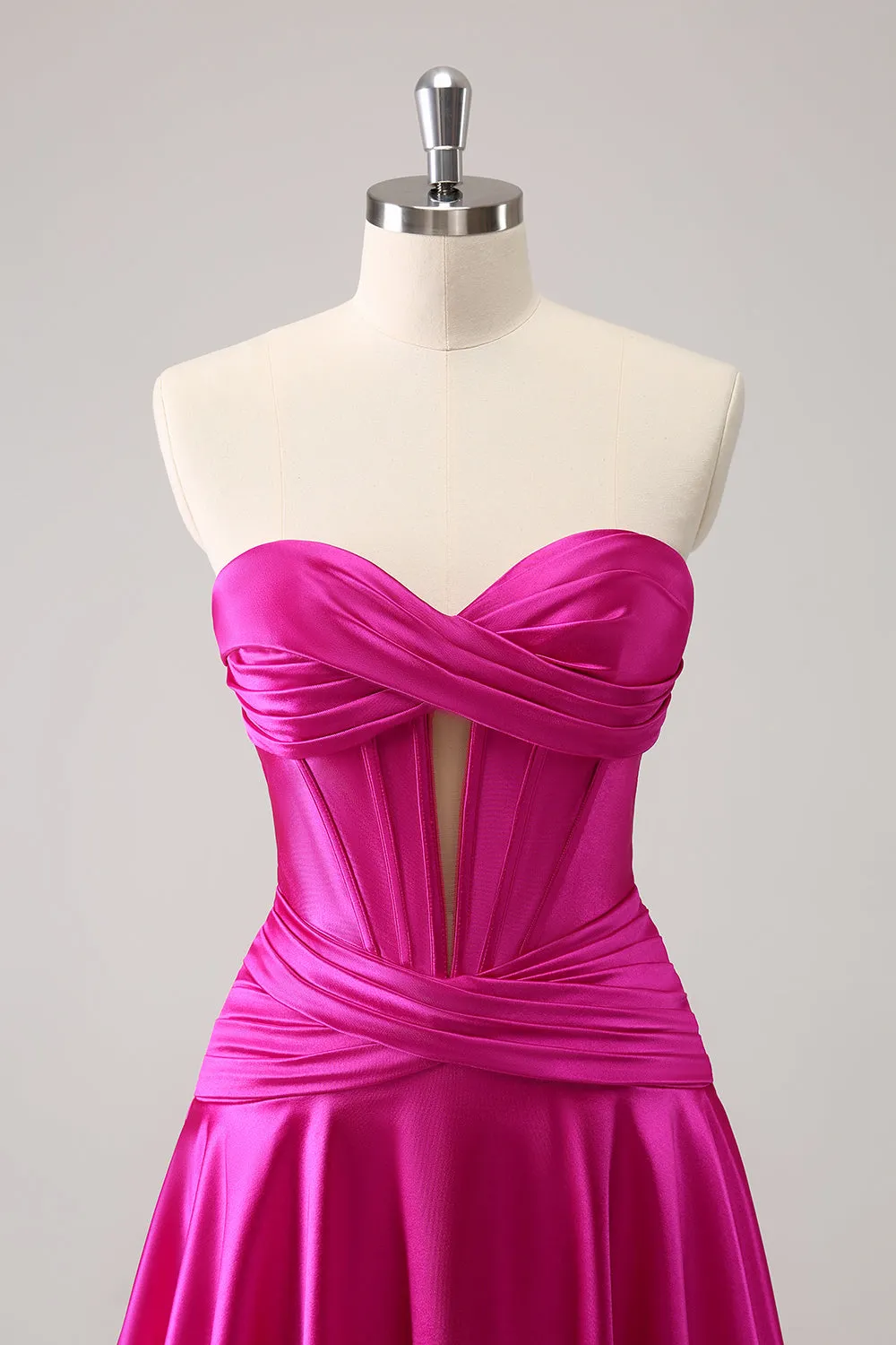 Fuchsia A-Line Sweetheart Corset Short Homecoming Dress sold by Zapaka product image thumbnail 4
