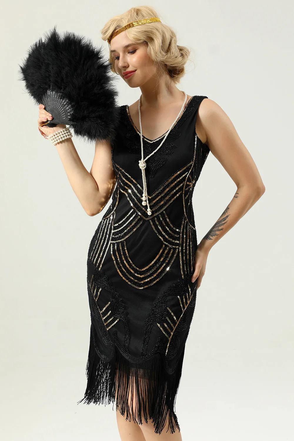 Black Party Sequins 1920s Dress sold by Zapaka product image thumbnail 3