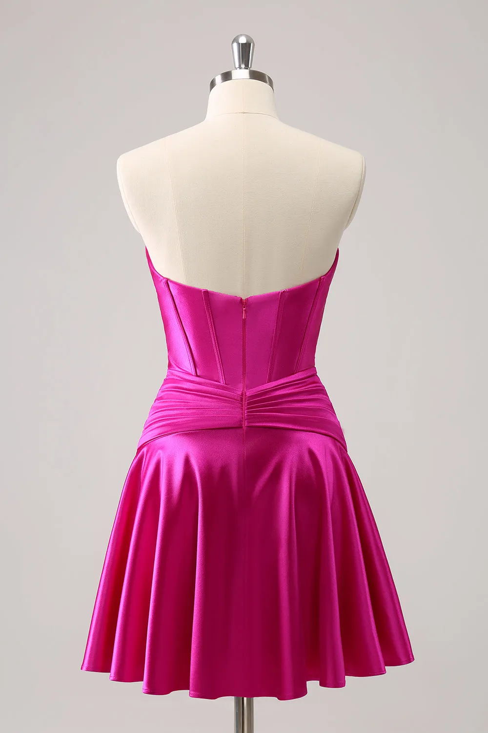 Fuchsia A-Line Sweetheart Corset Short Homecoming Dress sold by Zapaka product image thumbnail 2