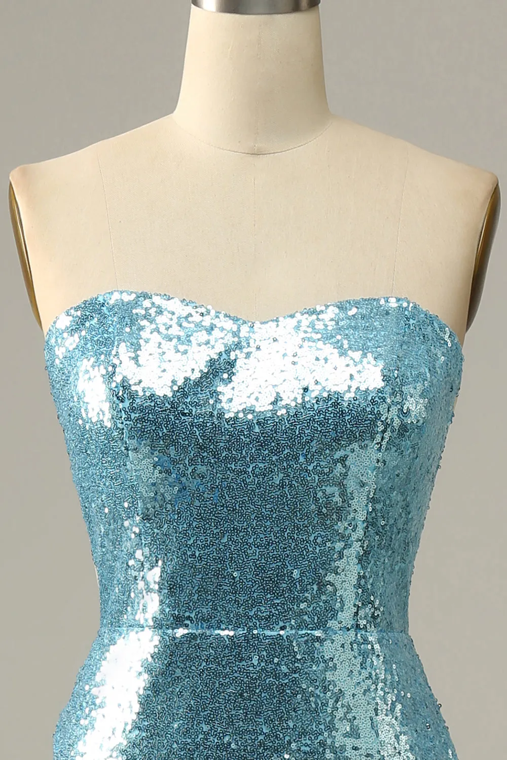 Sky Blue Sweetheart Sequined Mermaid Prom Dress With Feathers sold by Zapaka product image thumbnail 5