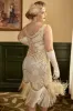 Apricot Plus Size 1920s Gatsby Dress with 20s Acessories Set sold by Zapaka