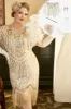 Apricot Plus Size 1920s Gatsby Dress with 20s Acessories Set sold by Zapaka