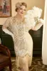 Apricot Plus Size 1920s Gatsby Dress with 20s Acessories Set sold by Zapaka