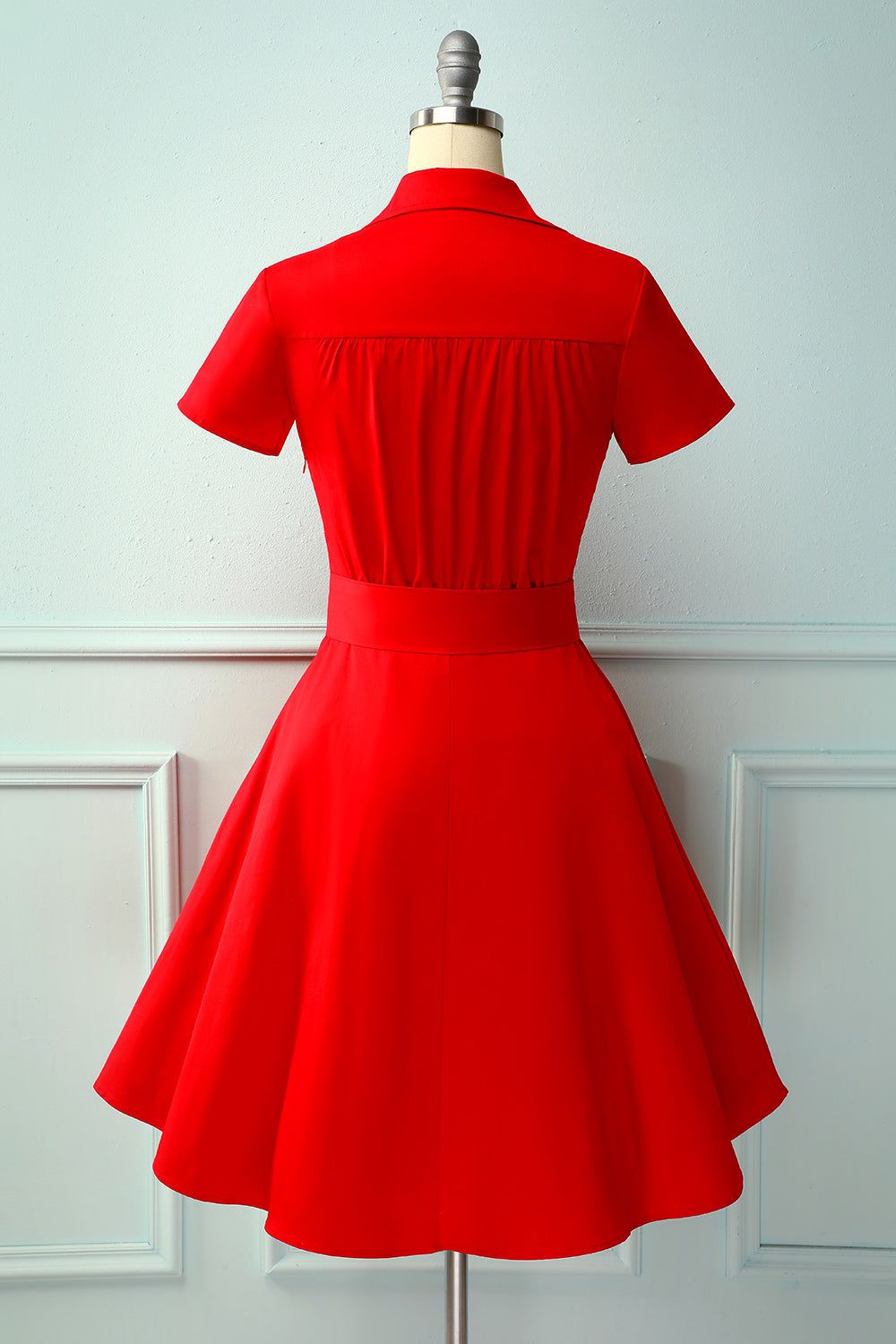Red V-neck Solid Dress sold by Zapaka product image thumbnail 2