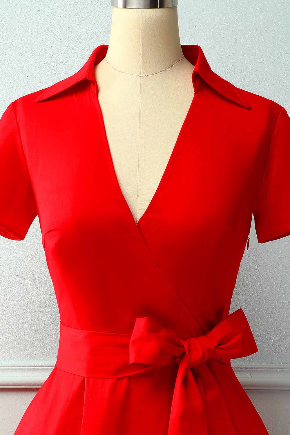 Red V-neck Solid Dress sold by Zapaka product image thumbnail 3