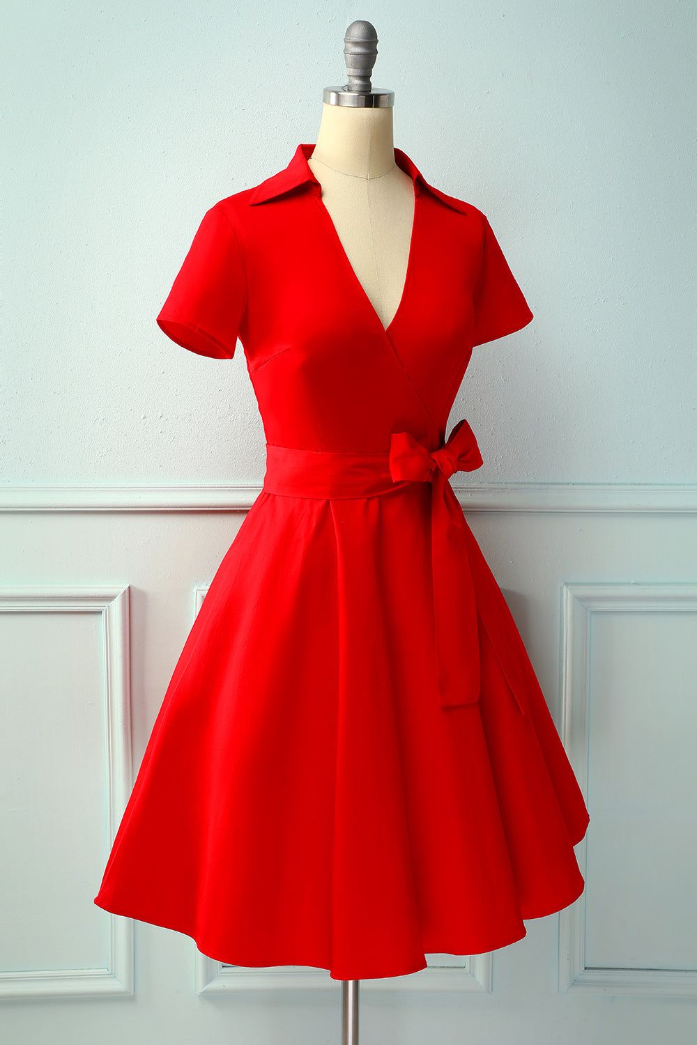 Red V-neck Solid Dress sold by Zapaka product image thumbnail 5