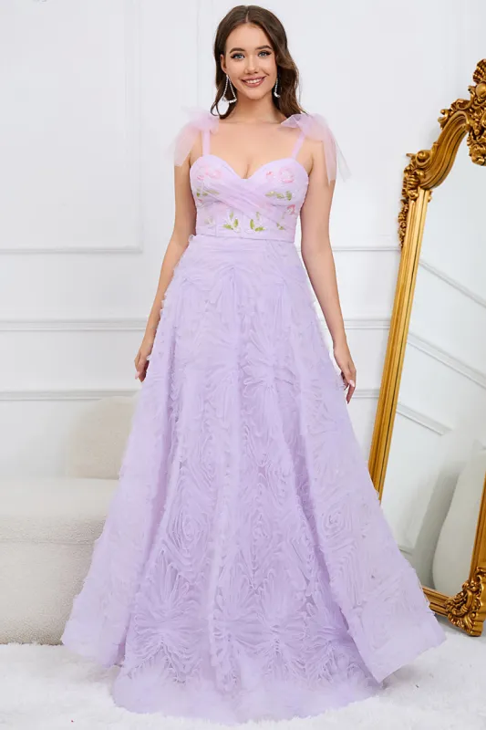 Purple A-Line Prom Dress With Embroidery sold by Zapaka
