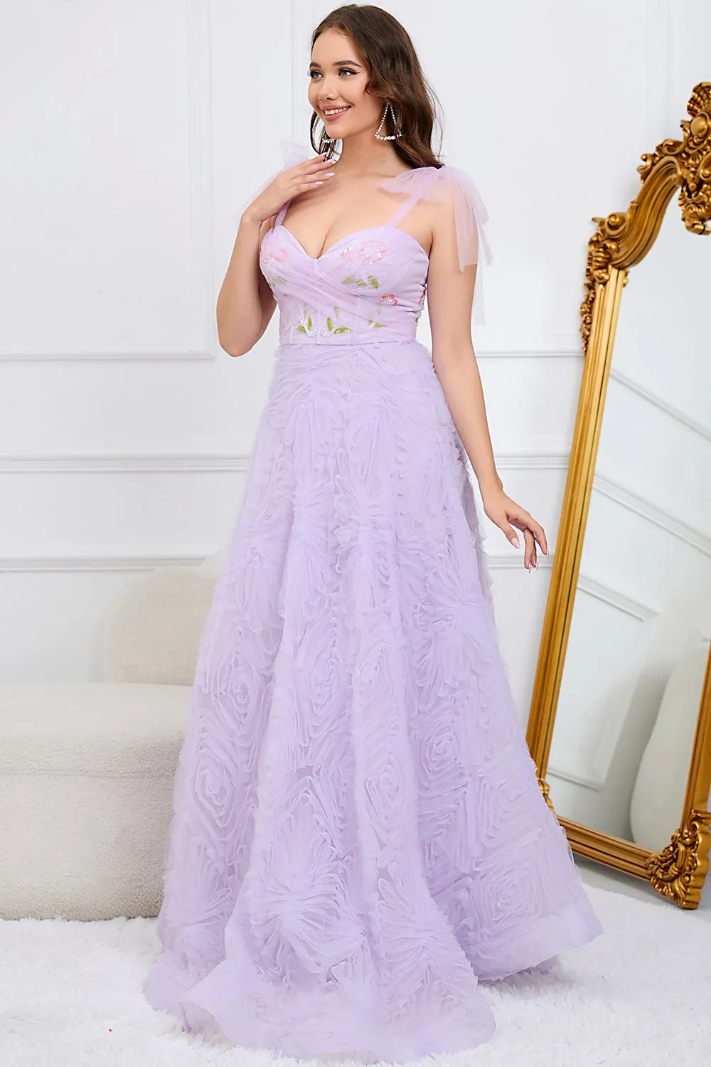 Purple A-Line Prom Dress With Embroidery sold by Zapaka product image thumbnail 5