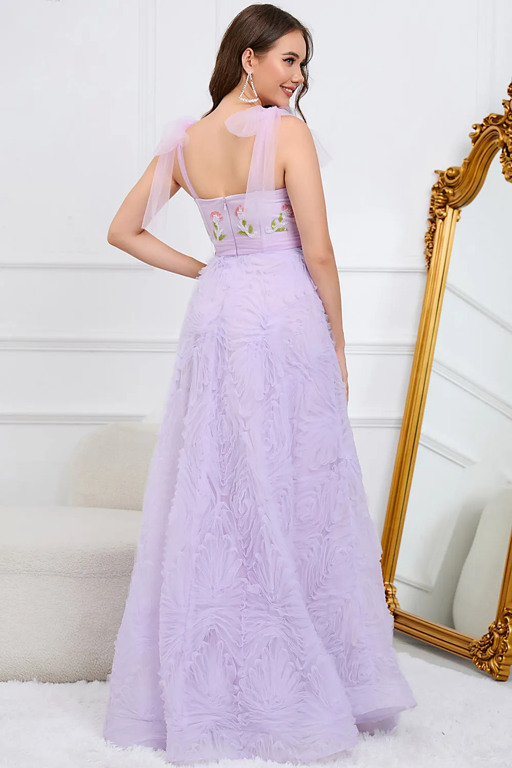 Purple A-Line Prom Dress With Embroidery sold by Zapaka product image thumbnail 2