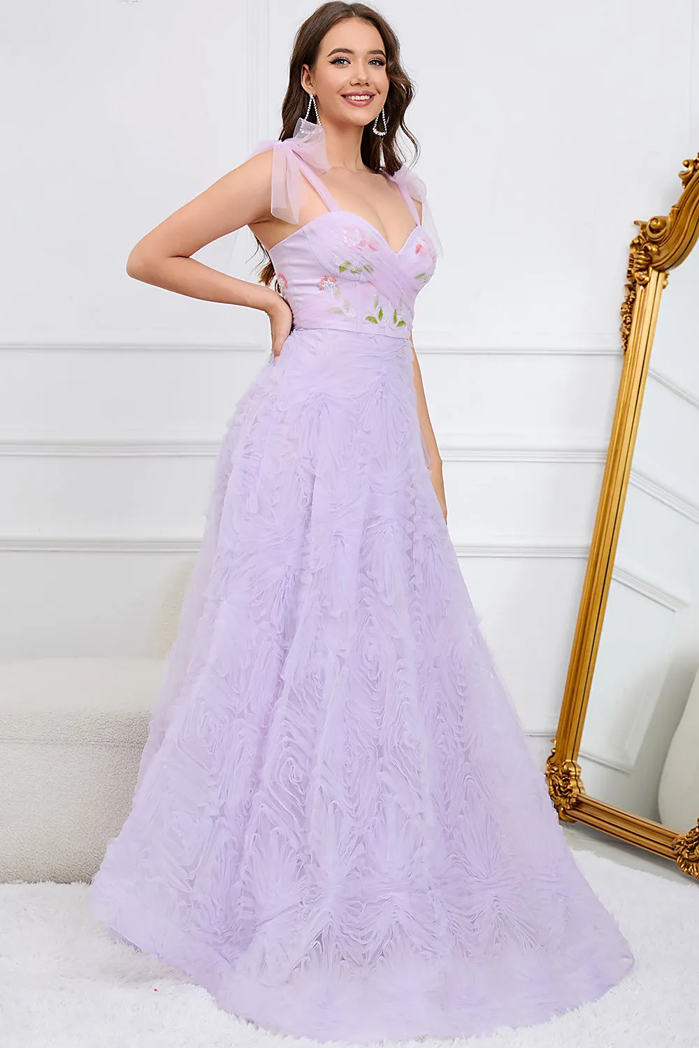 Purple A-Line Prom Dress With Embroidery sold by Zapaka product image thumbnail 3