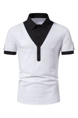 Patchwork Slim Fit Men's Polo Shirt sold by Zapaka