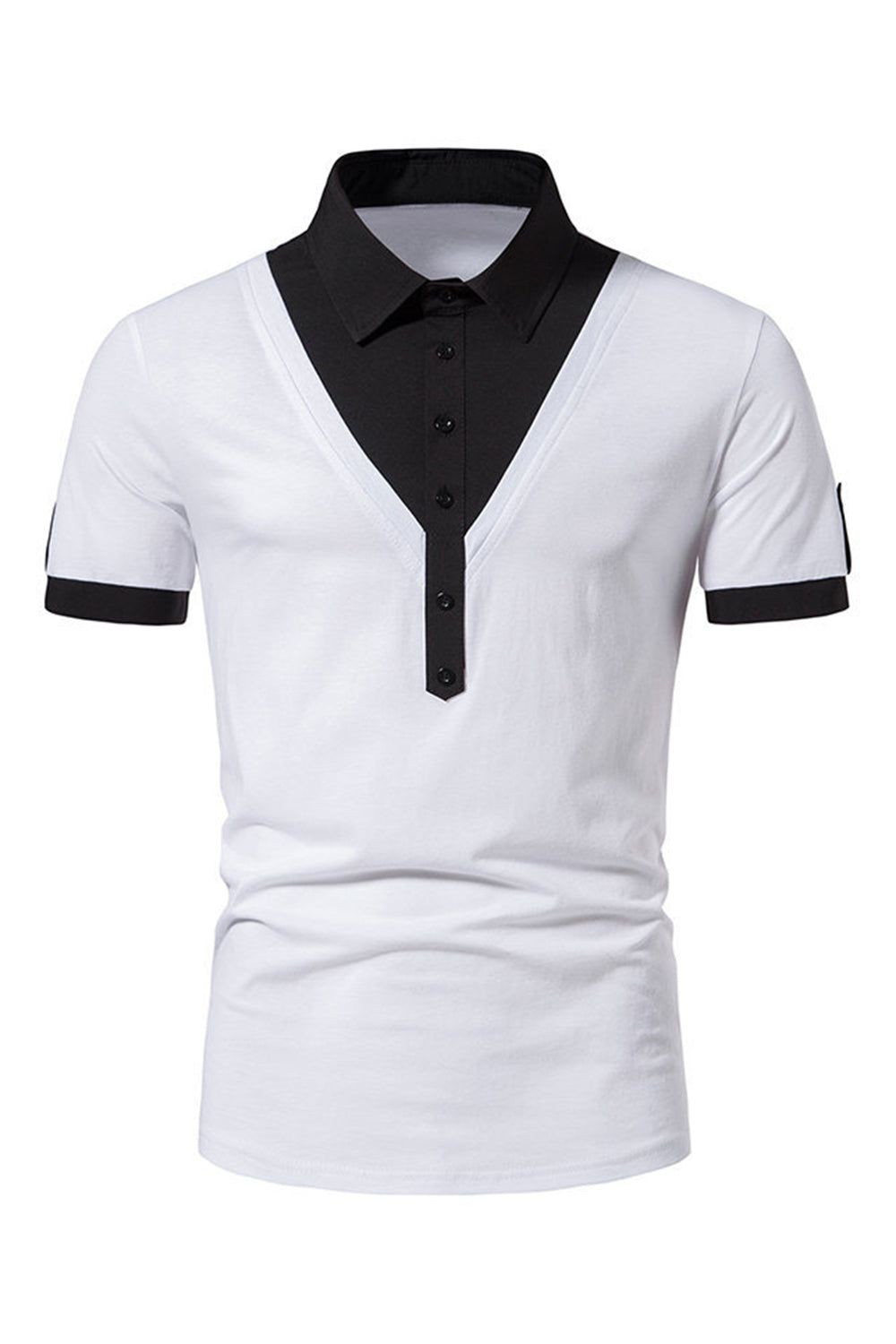 Patchwork Slim Fit Men's Polo Shirt sold by Zapaka