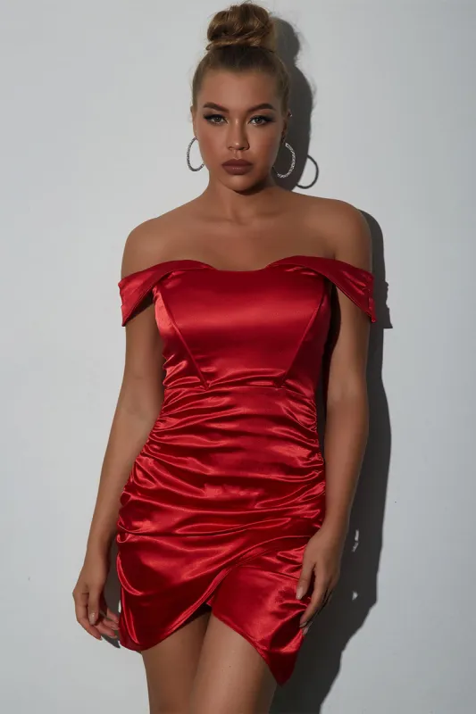Red Bodycon Ruffles Cocktail Dress sold by Zapaka