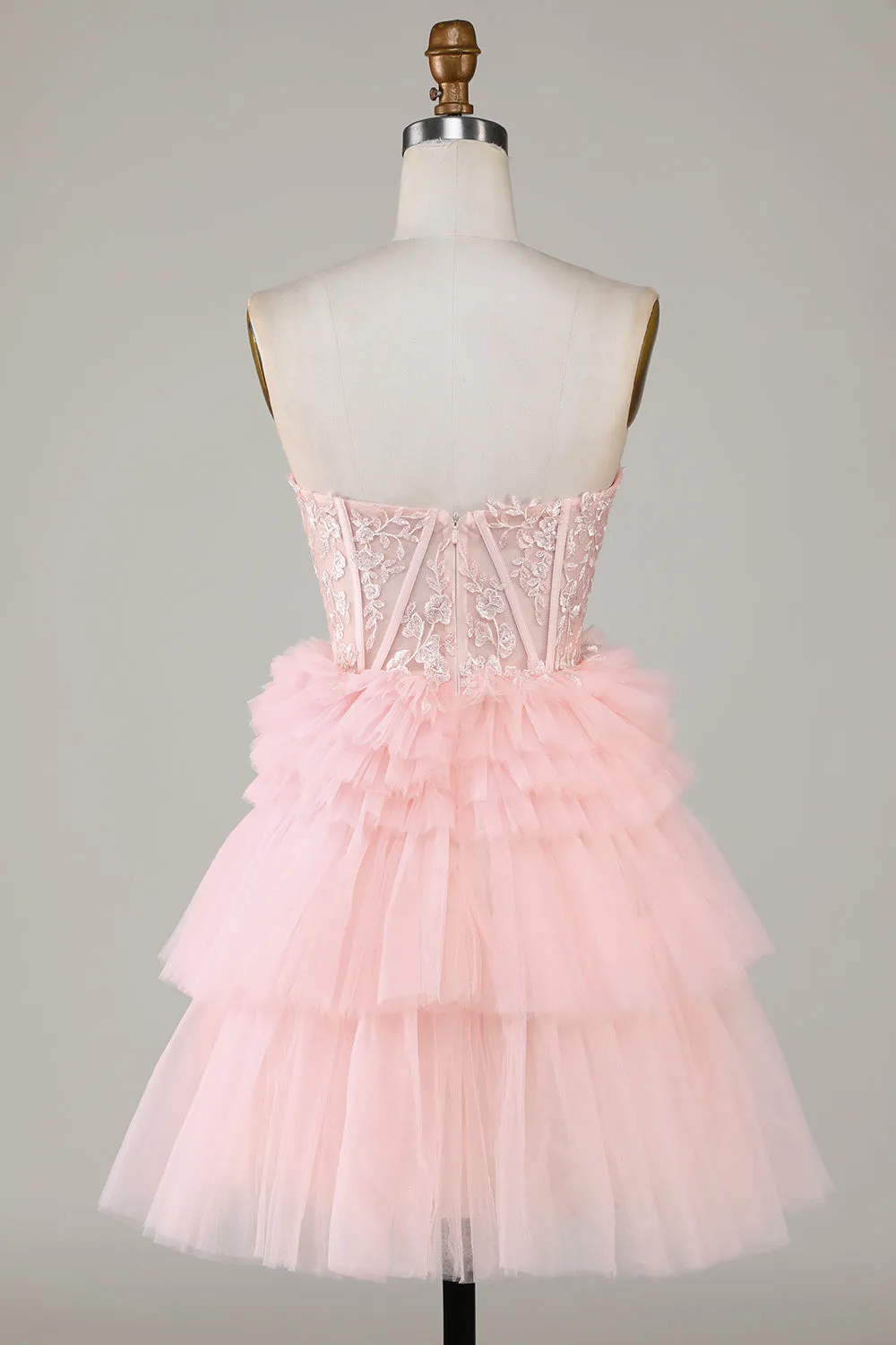 Trendy A-Line Sweetheart Pink Short Homecoming Dress with Ruffles sold by Zapaka product image thumbnail 2