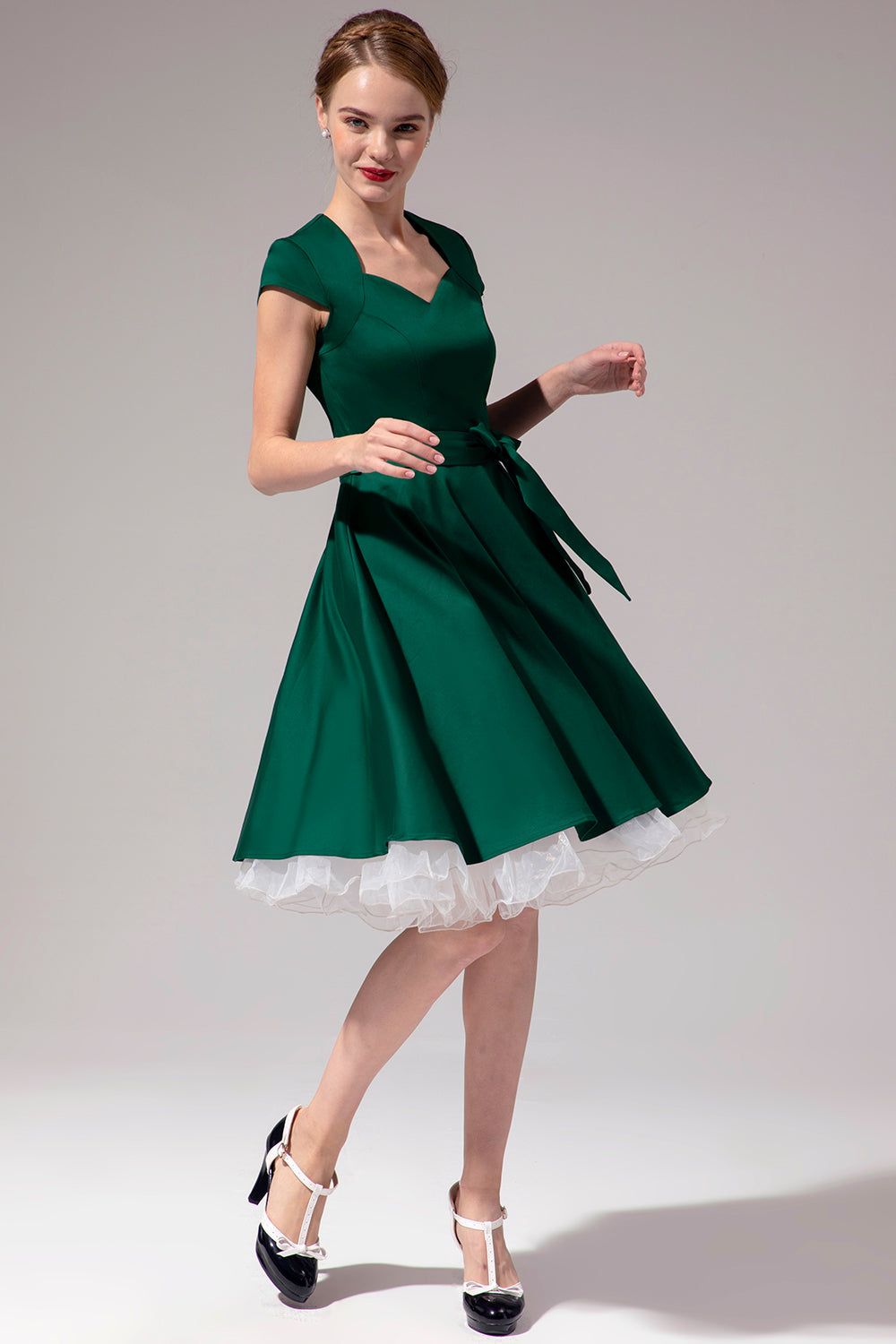 Green V Neck Swing Dress sold by Zapaka product image thumbnail 4