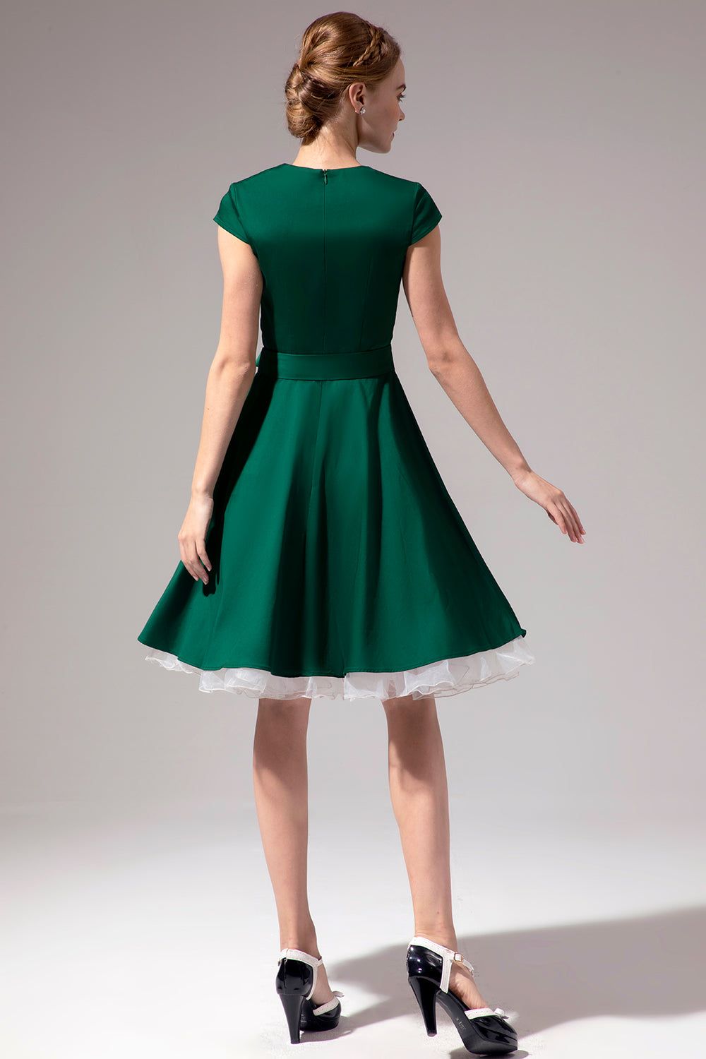Green V Neck Swing Dress sold by Zapaka product image thumbnail 2