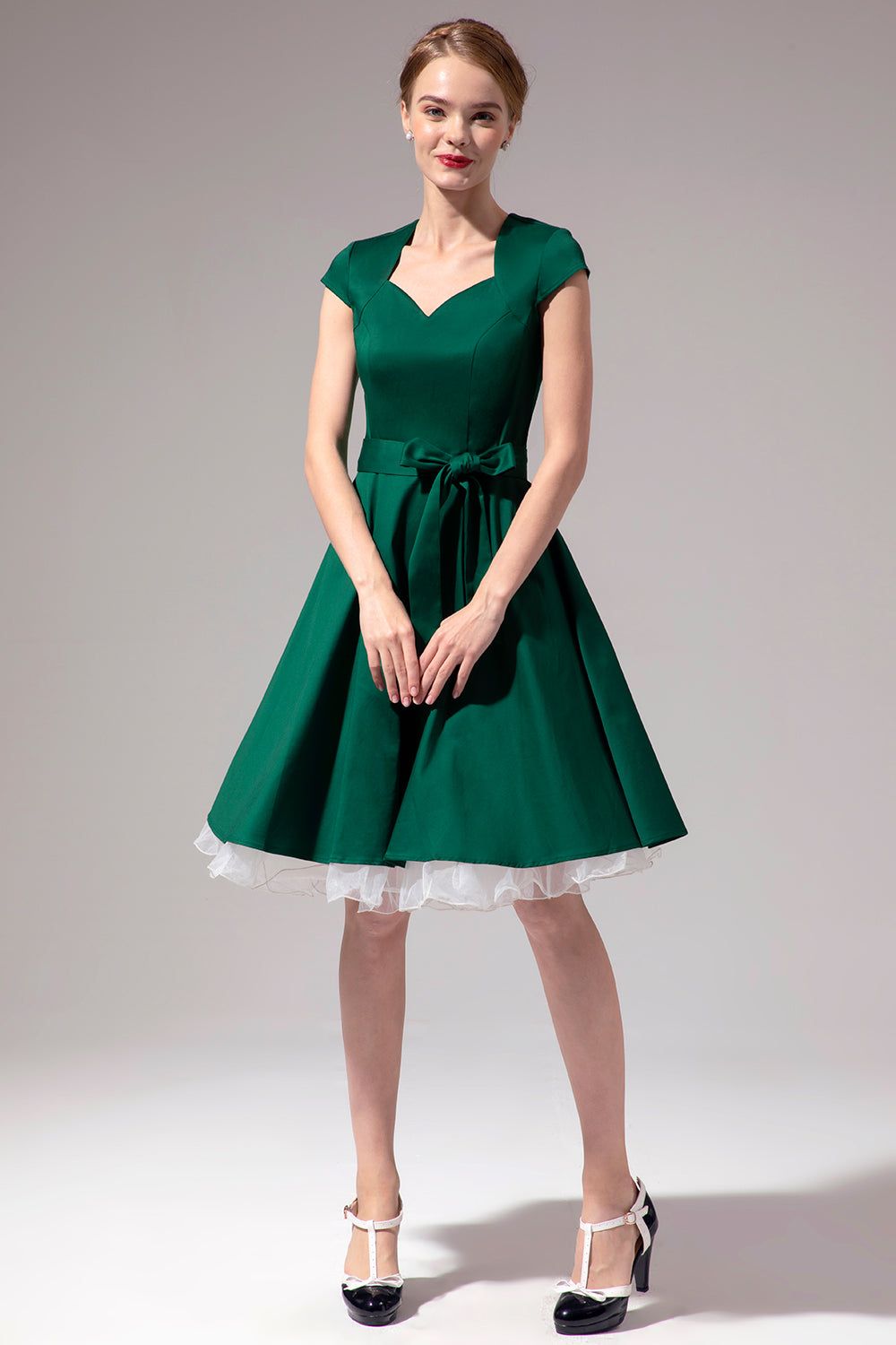 Green V Neck Swing Dress sold by Zapaka product image thumbnail 5