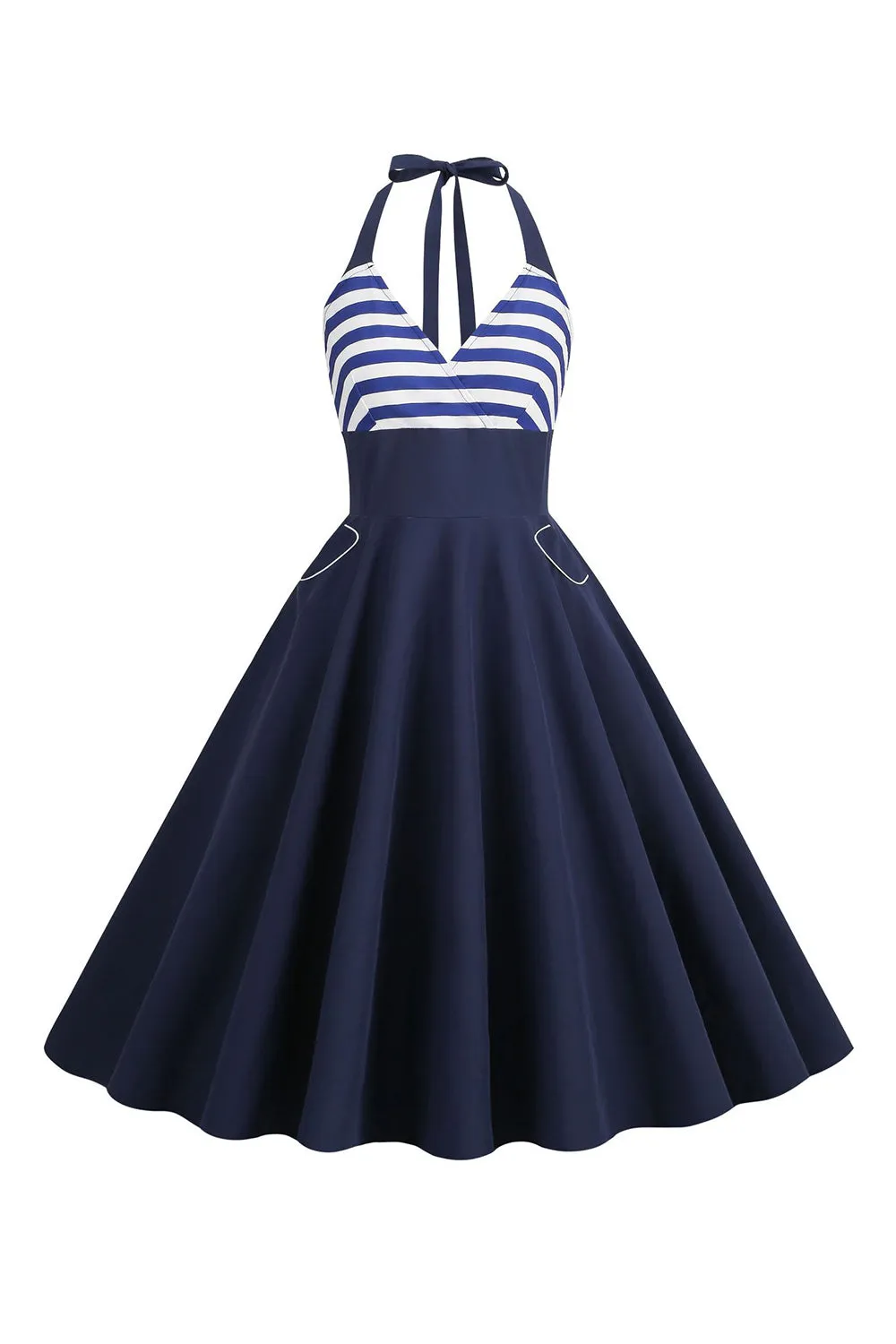Stripes Halter Swing 1950s Dress sold by Zapaka product image thumbnail 5