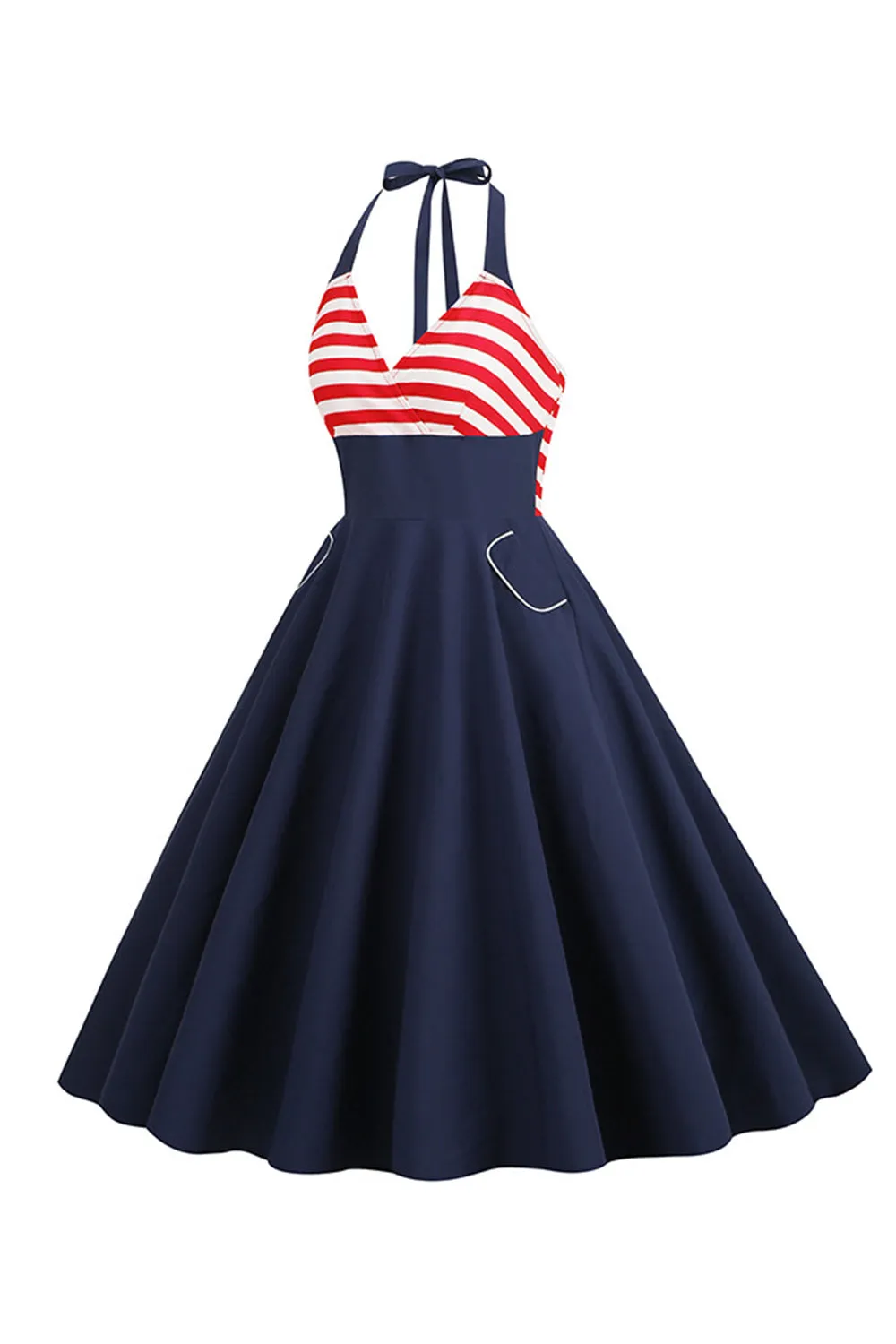 Stripes Halter Swing 1950s Dress sold by Zapaka product image thumbnail 3