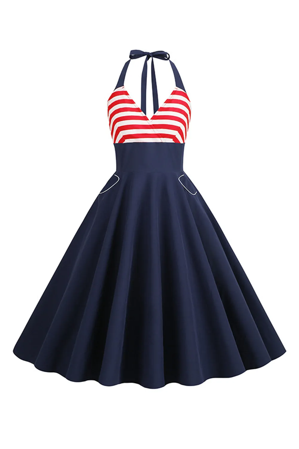 Stripes Halter Swing 1950s Dress sold by Zapaka
