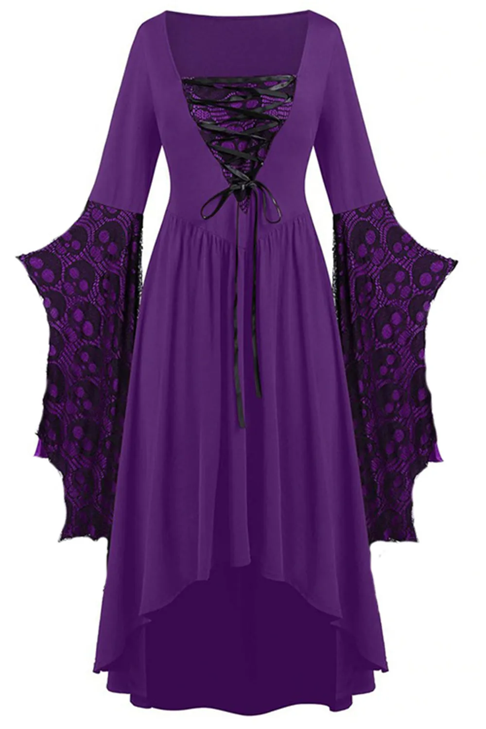 Black Long Sleeves Vintage Plus Size Halloween Dress sold by Zapaka product image thumbnail 3