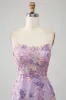 Light Purple A-Line Spaghetti Straps Long Prom Dress with Appliques sold by Zapaka