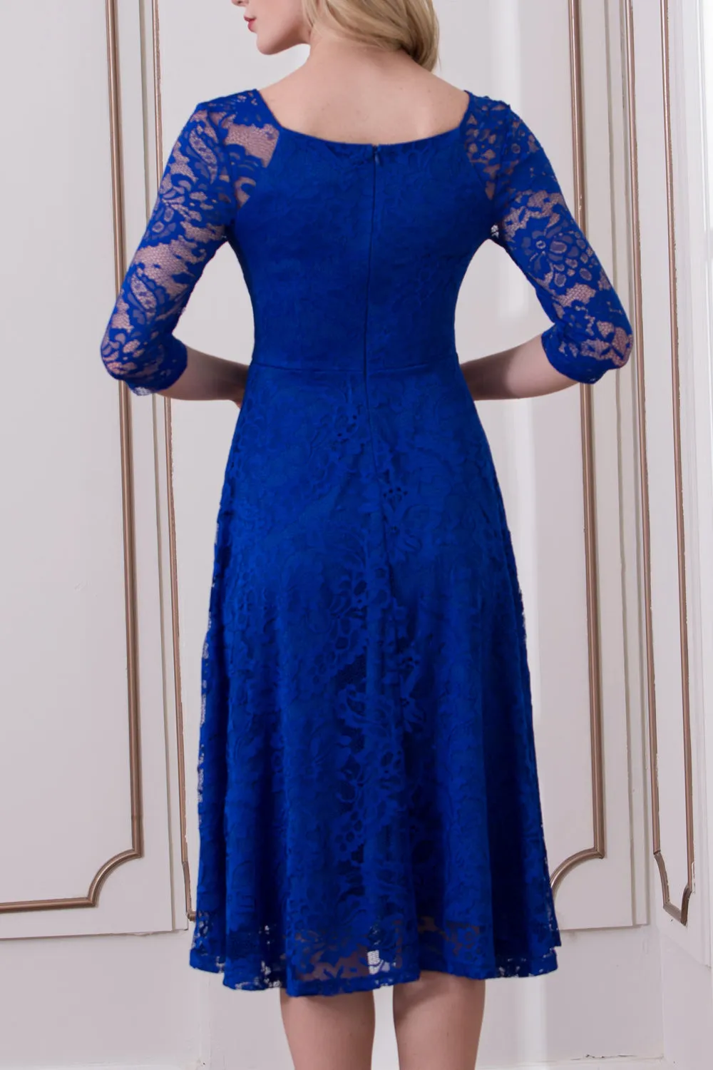 Royal Blue Half Sleeve Lace Dress sold by Zapaka product image thumbnail 2