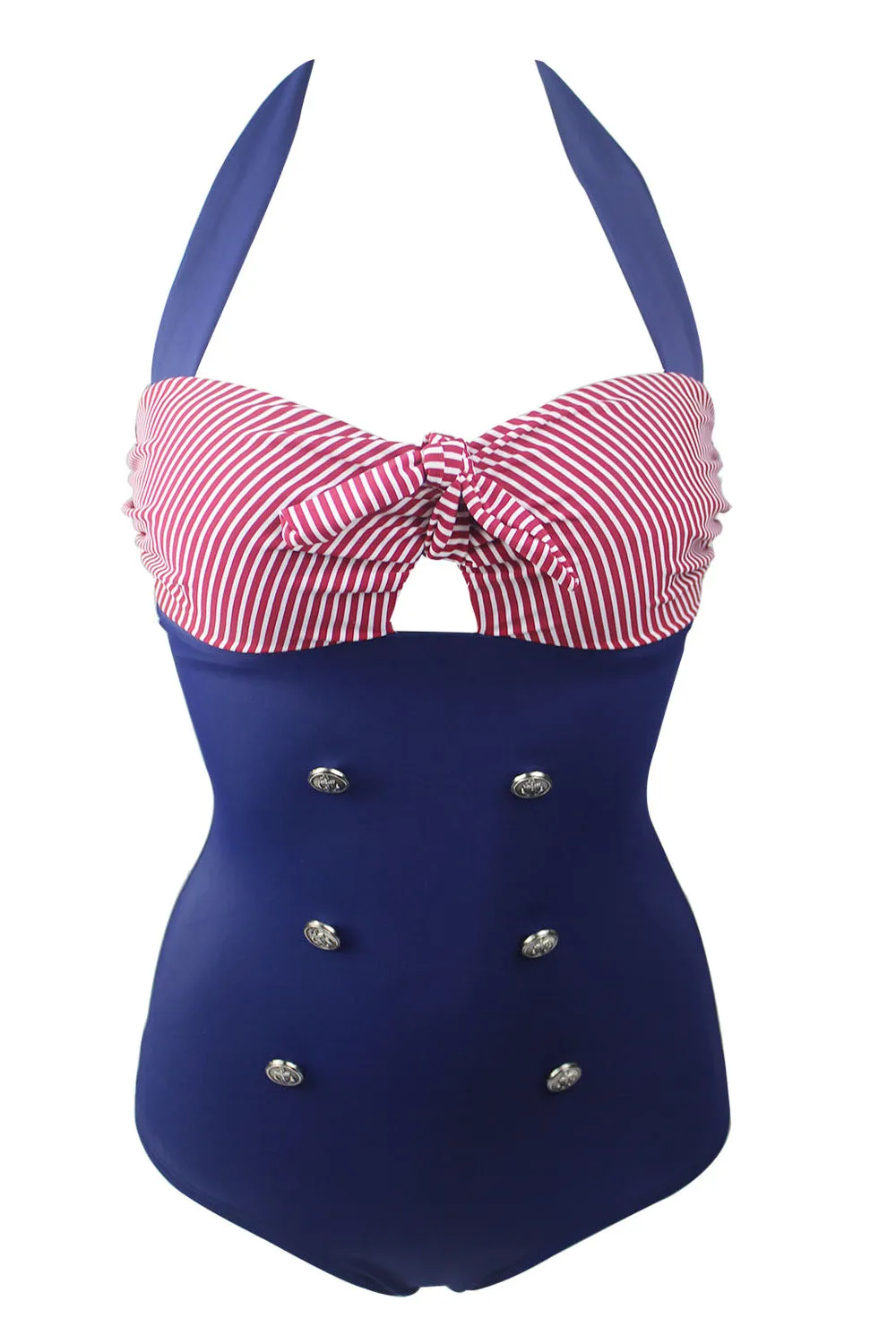 Navy One Piece Swimsuit sold by Zapaka