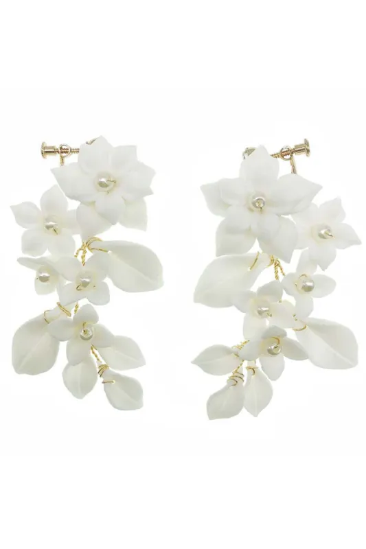 White Flower Drop Earrings sold by Zapaka