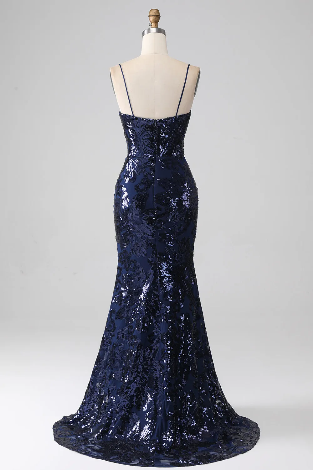 Shimmering Sequin Mermaid Spaghetti Strap Prom Dress with Slit sold by Zapaka product image thumbnail 2