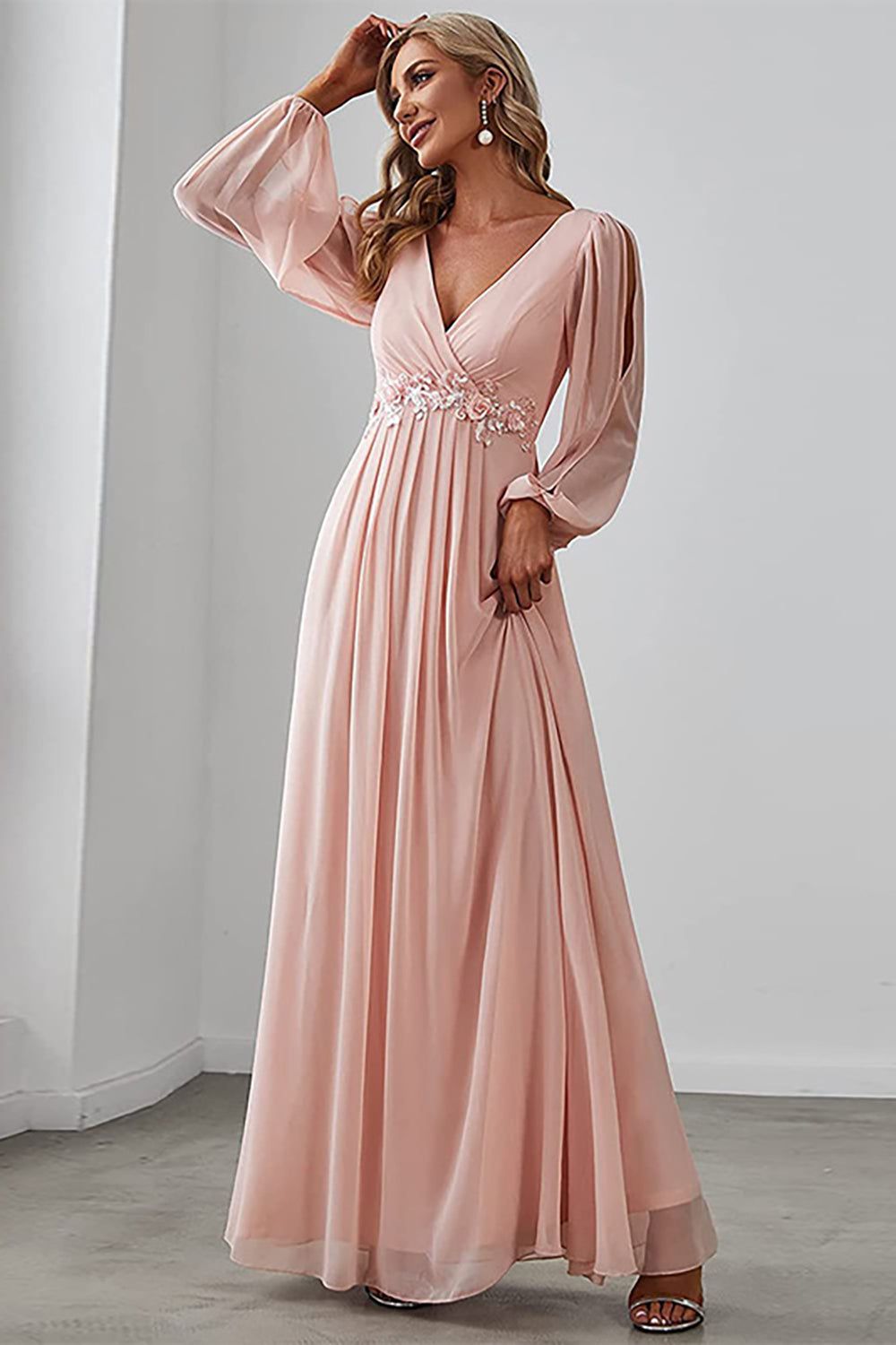 Dark Green A-Line V Neck Chiffon Long Prom Dress sold by Zapaka product image thumbnail 5
