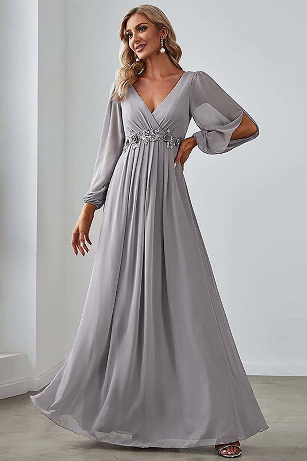 Dark Green A-Line V Neck Chiffon Long Prom Dress sold by Zapaka product image thumbnail 3