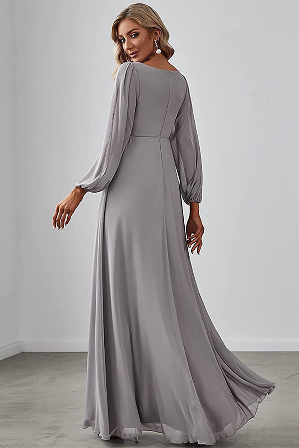 Dark Green A-Line V Neck Chiffon Long Prom Dress sold by Zapaka product image thumbnail 4