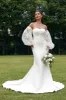 Ivory Mermaid Sweetheart Detachale Long Sleeves Wedding Dress with Lace sold by Zapaka