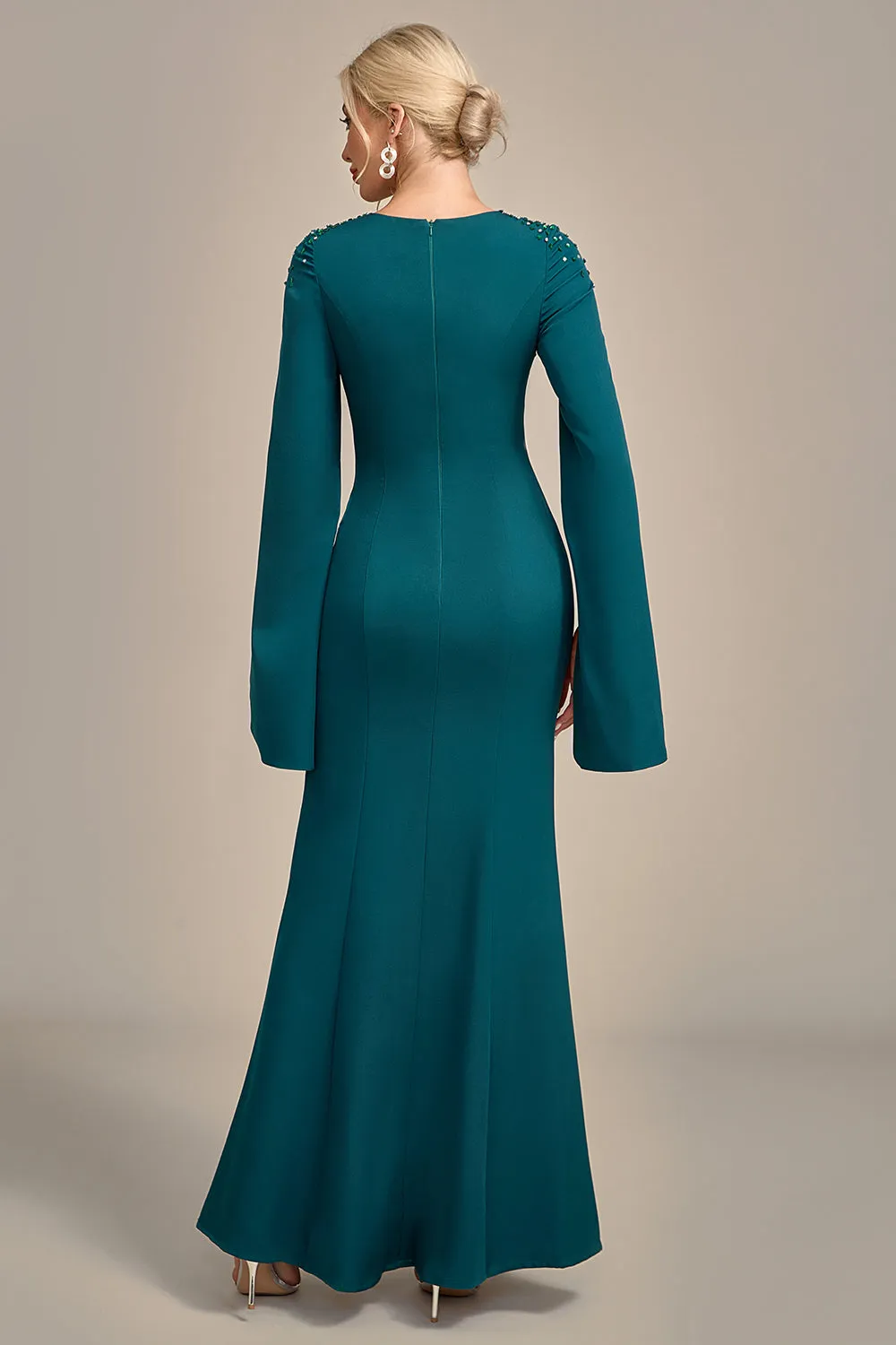 Glitter Dark Green Mermaid Round Neck Mother of the Bride Dress sold by Zapaka product image thumbnail 2