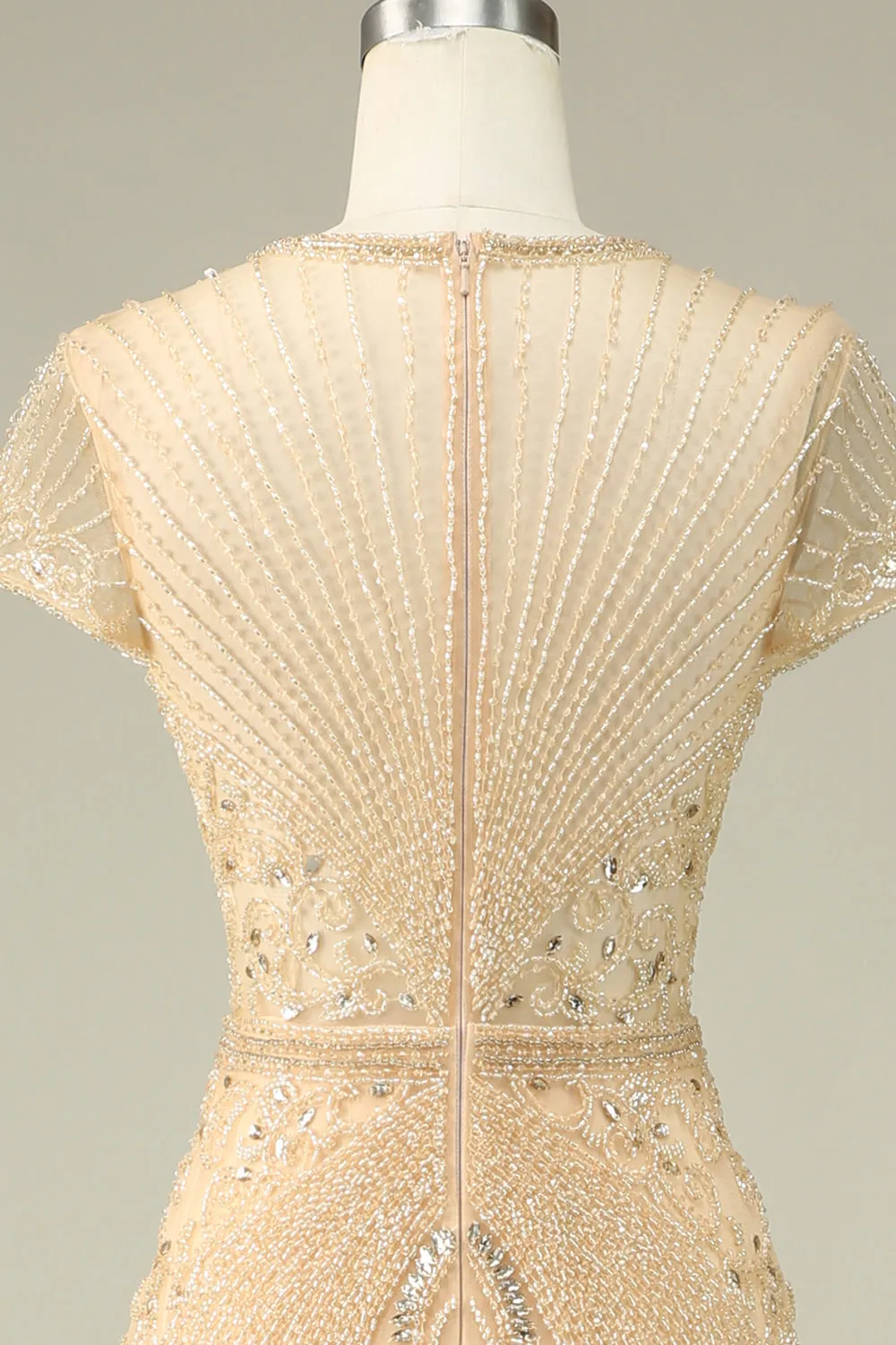 Luxurious Mermaid Jewel Neck Champagne Prom Dress with Beading sold by Zapaka product image thumbnail 5