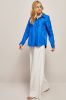 Royal Blue Oversized Button Down Women Blouse sold by Zapaka