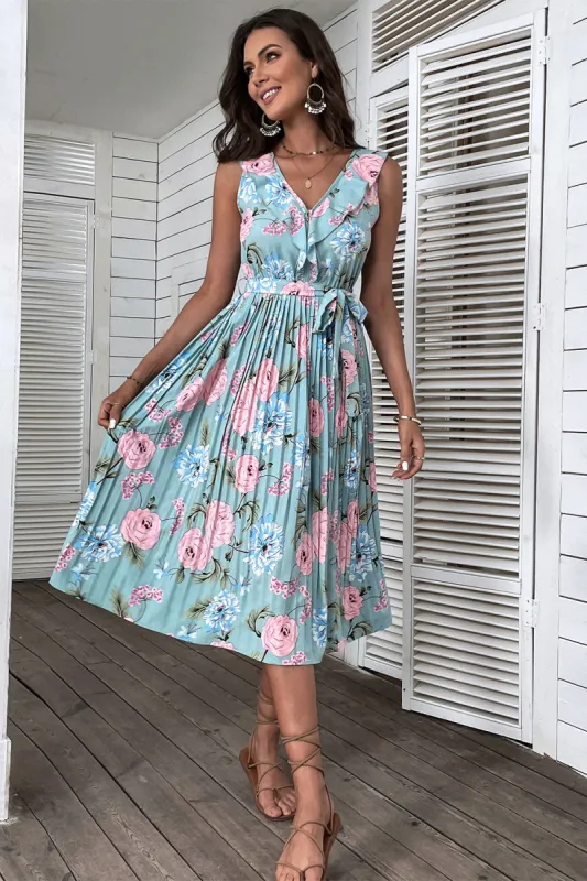 V Neck Blue Holiday Dress with Open Back made by Zapaka