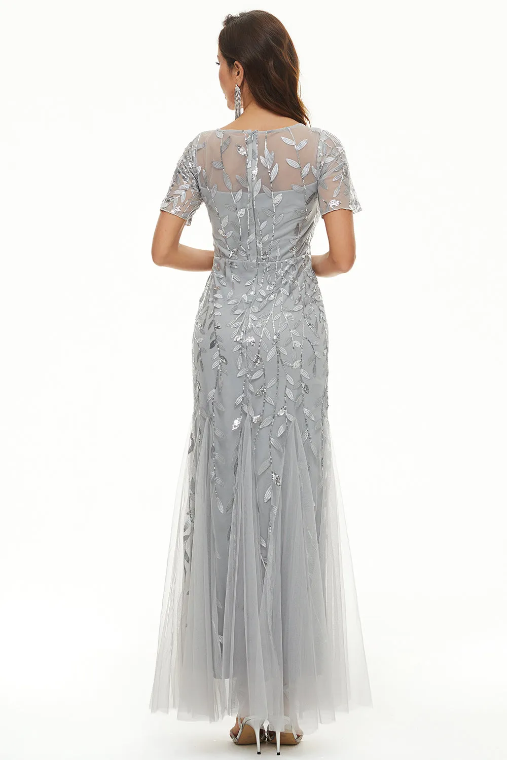 Leaves Sequins Mother Dress with Short Sleeves sold by Zapaka product image thumbnail 2