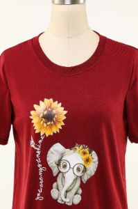 Elephant Sunflower Printed T-Shirt sold by Zapaka