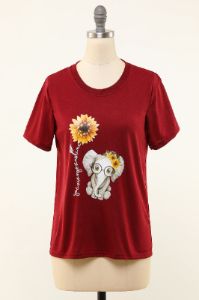 Elephant Sunflower Printed T-Shirt sold by Zapaka