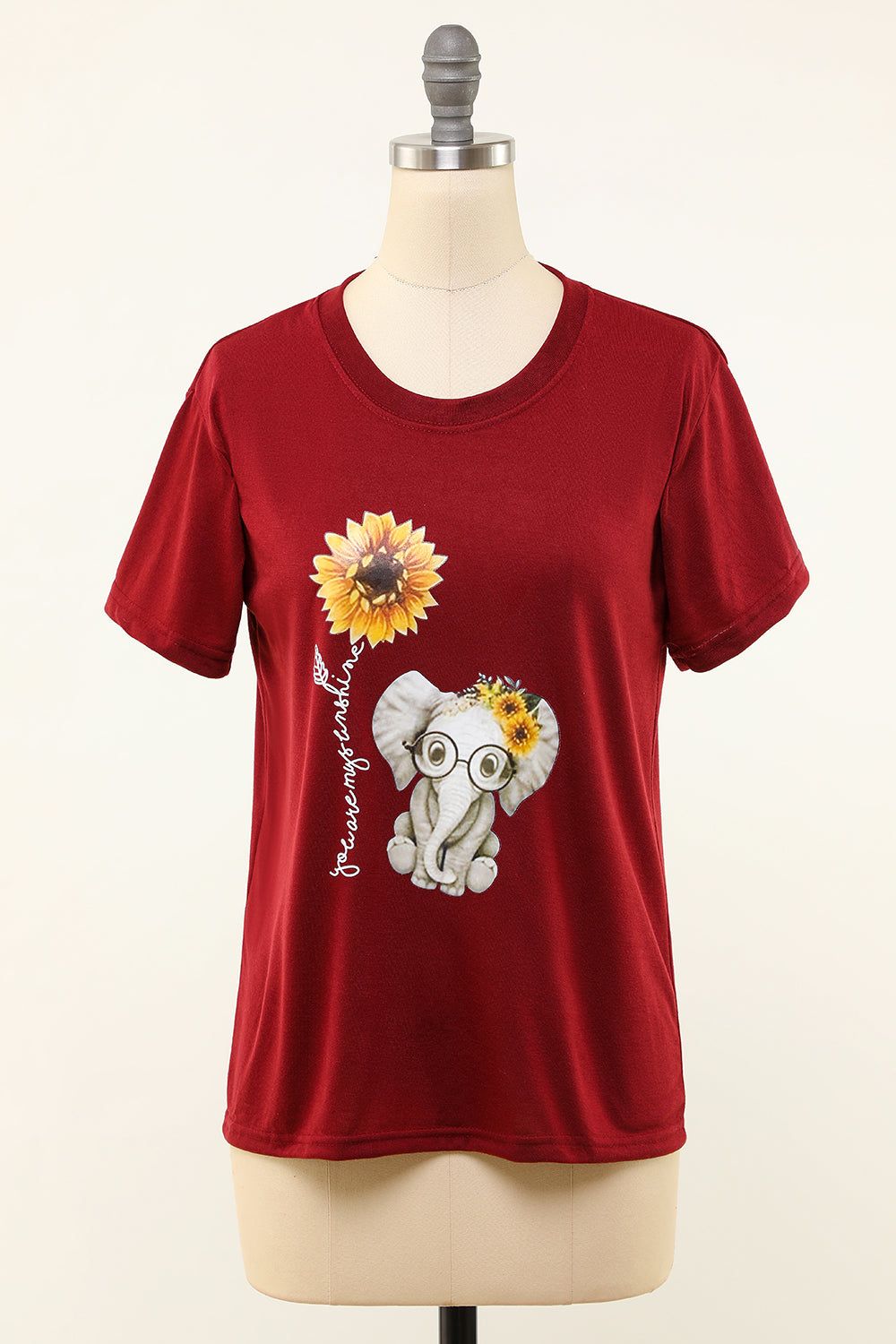 Elephant Sunflower Printed T-Shirt sold by Zapaka