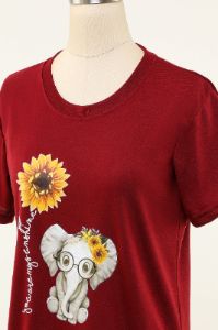 Elephant Sunflower Printed T-Shirt sold by Zapaka
