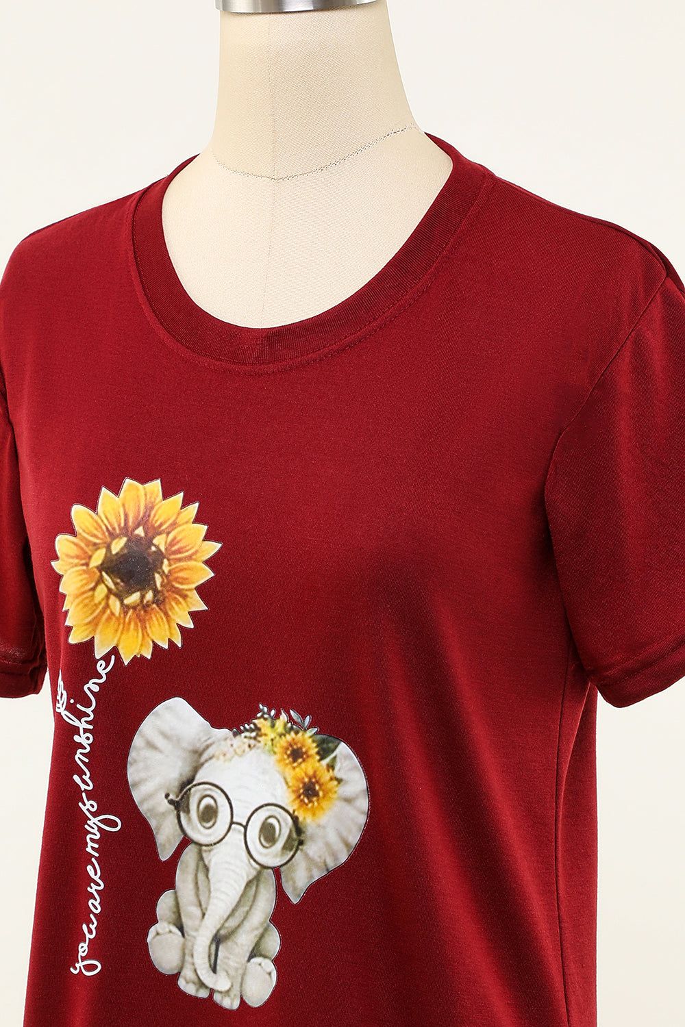 Elephant Sunflower Printed T-Shirt sold by Zapaka product image thumbnail 5