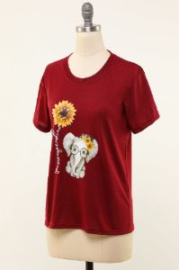 Elephant Sunflower Printed T-Shirt sold by Zapaka
