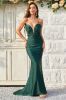 Mermaid Spaghetti Straps Dark Green Long Prom Dress with Criss Cross Back sold by Zapaka