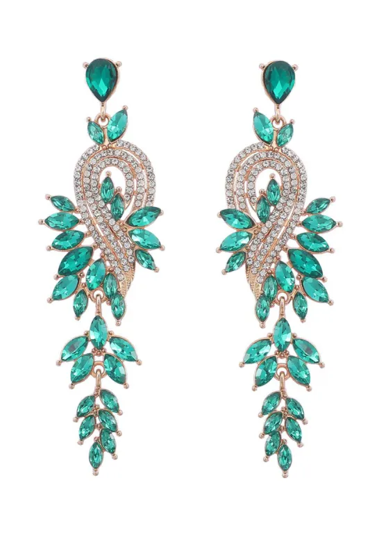 Green Earrings With Beadings and Rhinestones sold by Zapaka
