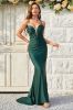 Mermaid Spaghetti Straps Dark Green Long Prom Dress with Criss Cross Back sold by Zapaka