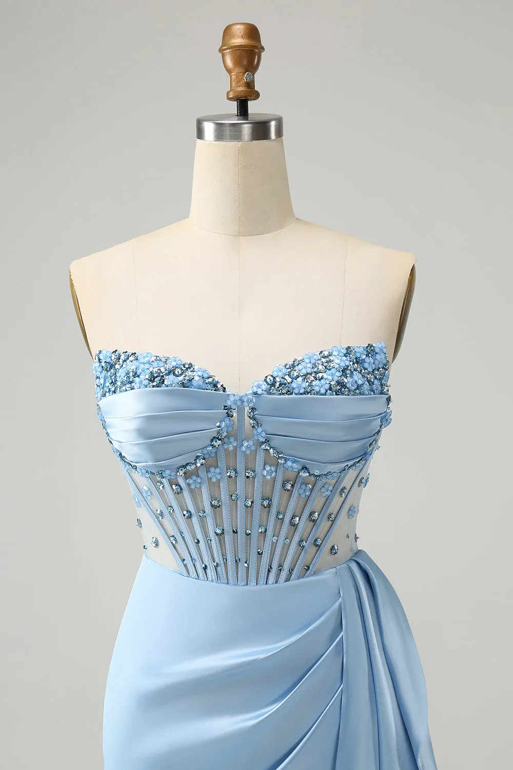 Sparkly Blue Bodycon Sweetheart Corset Homecoming Dress with Beading sold by Zapaka product image thumbnail 4